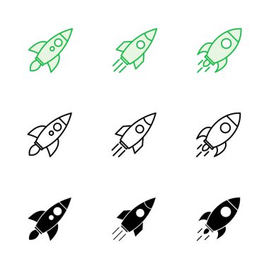 Roket ikonu hazır. Başlangıç simgesi vektörü. 