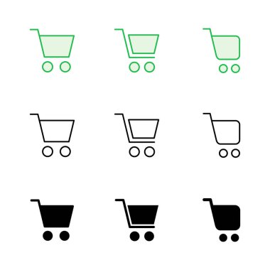 Alışveriş ikonu seti. Alışveriş arabası ikonu. Trolley simge vektörü