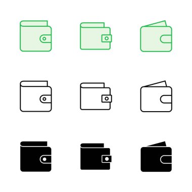 Cüzdan simgesi ayarlandı. cüzdan vektör simgesi