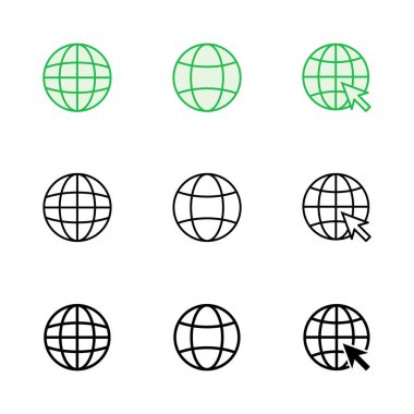 Web simgesi seti. Web simgesine git. Web tıklama simgesi