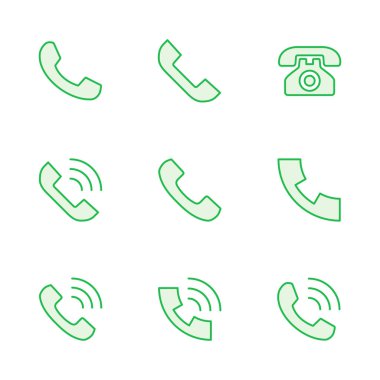 Simge seti. Telefon simgesi vektörü. Telefon simgesi vektörü. Bizimle irtibata geç 