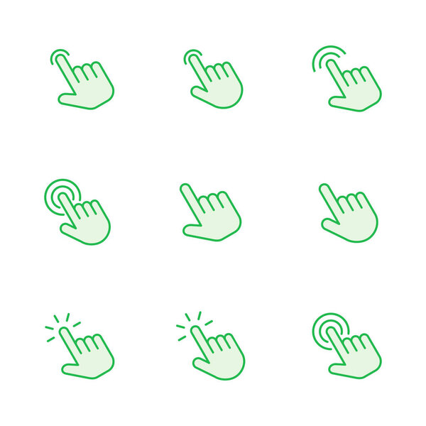 Hand click icon set. pointer icon vector. hand cursor icon vector