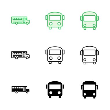 Otobüs simgesi seti. bus vektör simgesi