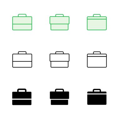Evrak çantası simgesi seti. Bavul simgesi. bagaj sembolü.