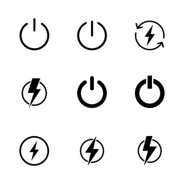 Güç simgesi ayarlandı. Güç Düğmesi Simgesi. Elektrik gücü.