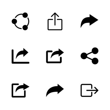 Paylaşım simgesi seti. Paylaşılan vektör simgesi