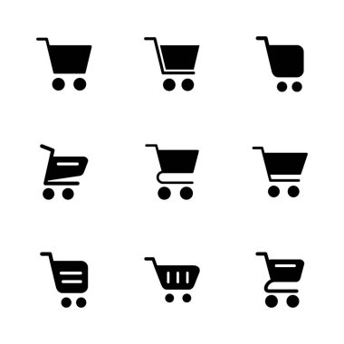 Alışveriş ikonu seti. Alışveriş arabası ikonu. Trolley simge vektörü