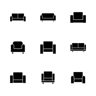 Koltuk simgesi ayarlandı. kanepe ikonu çizimi