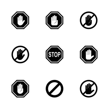 Simge setini durdur. Dur tabelası. el durdurma simgesi vektörü