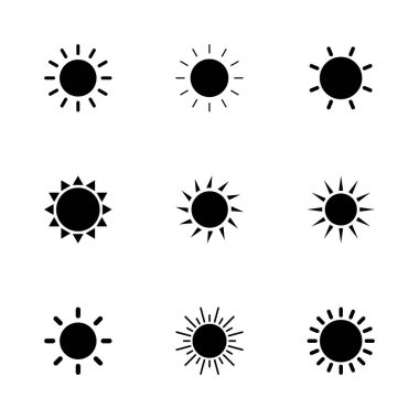 Güneş ikonu ayarlandı. Parlaklık Simgesi vektörü