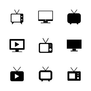 Televizyon ikonu ayarlandı. televizyon simgesi vektörü