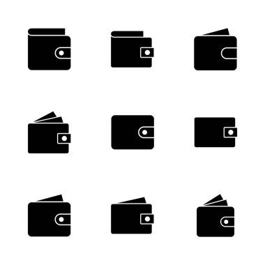 Cüzdan simgesi ayarlandı. cüzdan vektör simgesi