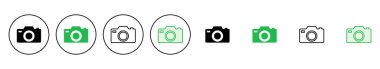 Kamera simgesi ayarlandı. Fotoğraf makinesi simgesi. kamera fotoğrafçılık simgesi.