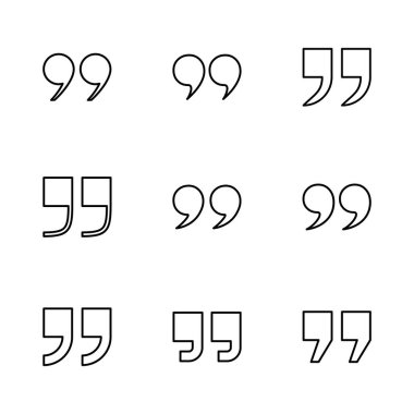 Alıntı simgesi seti. Tırnak işareti sembolü.