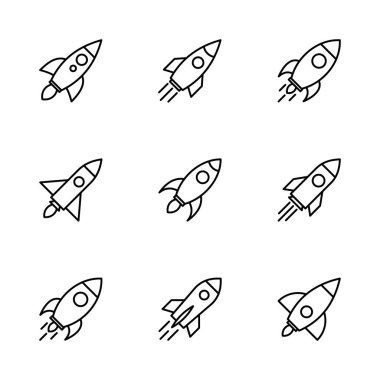 Roket ikonu hazır. Başlangıç simgesi vektörü. 