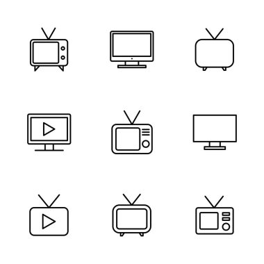 Televizyon ikonu ayarlandı. televizyon simgesi vektörü
