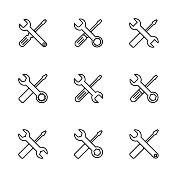 Repair tools icon set. tool icon vector. setting icon vector. Wrench and screwdriver. support, Service