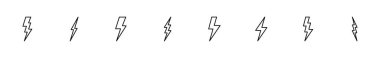Şimşek simgesi ayarlandı. Elektrik ikon vektörü. Güç simgesi. enerji işareti