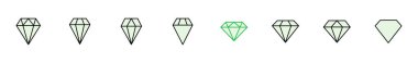 Elmas simgesi seti. Elmas mücevher vektör simgesi.