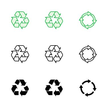 Geri dönüşüm simgesi seti. Vektör simgesi geri dönüşümü.