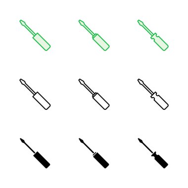 Tornavida simgesi seti. araçlar simgesi vektörü