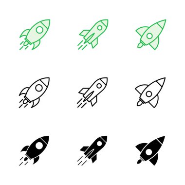 Roket ikonu hazır. Başlangıç simgesi vektörü. 