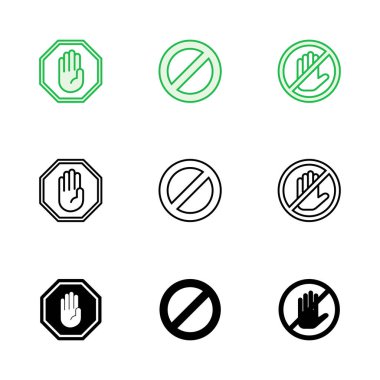 Simge setini durdur. Dur tabelası. el durdurma simgesi vektörü