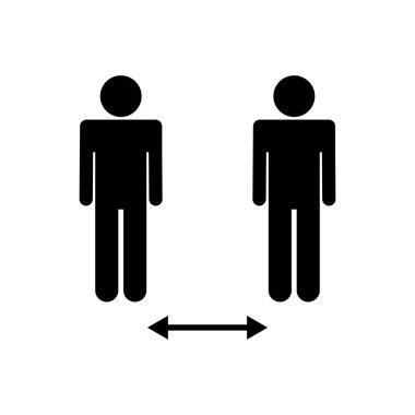 Sosyal uzaklık simgesi vektörü. Sosyal uzaklık simgesi. Kendini karantina işareti