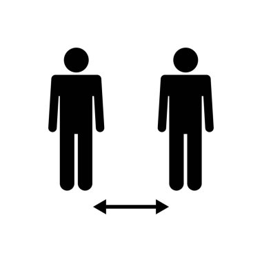 Sosyal uzaklık simgesi vektörü. Sosyal uzaklık simgesi. Kendini karantina işareti