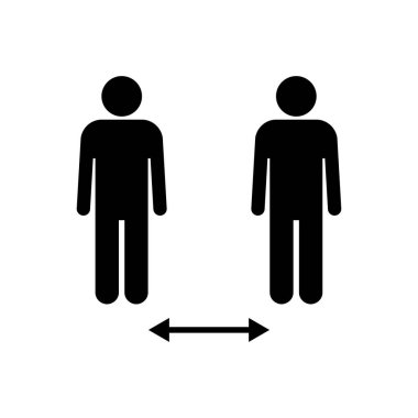 Sosyal uzaklık simgesi vektörü. Sosyal uzaklık simgesi. Kendini karantina işareti