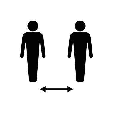 Sosyal uzaklık simgesi vektörü. Sosyal uzaklık simgesi. Kendini karantina işareti