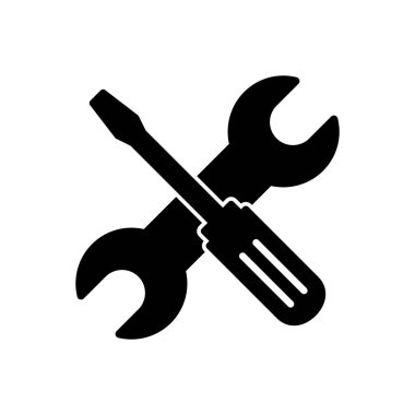 Alet ikon vektörünü onar. araç simgesi vektörü. Simge vektörü ayarlanıyor. İngiliz anahtarı ve tornavida. destek, Servis