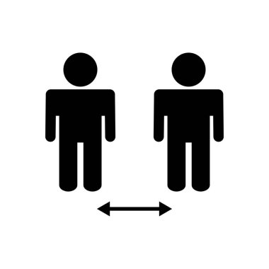 Sosyal uzaklık simgesi vektörü. Sosyal uzaklık simgesi. Kendini karantina işareti