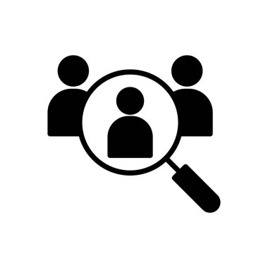 Simge vektörü işe alınıyor. Arama işi boşluk simgesi. İnsan kaynakları konsepti. İşe alım.