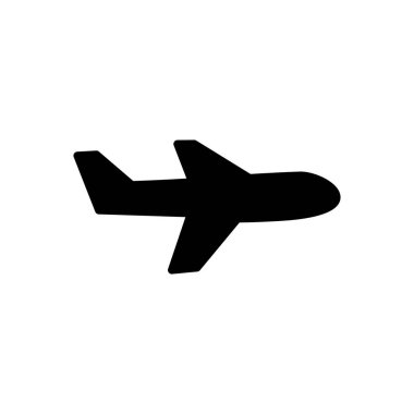 Düzlem simgesi vektörü. Uçak ikonu vektörü. Uçuş taşıma sembolü. Seyahat illüstrasyonu. Tatil sembolü