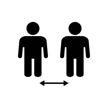 Sosyal uzaklık simgesi vektörü. Sosyal uzaklık simgesi. Kendini karantina işareti