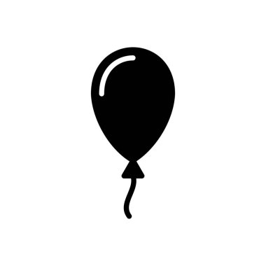 Balon ikon vektörü. Parti balonu süsleme doğum günü vektörü. Balon siyah siluet simgesi