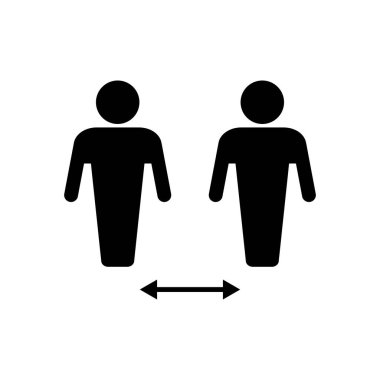 Sosyal uzaklık simgesi vektörü. Sosyal uzaklık simgesi. Kendini karantina işareti