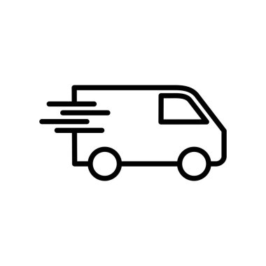 Hızlı nakliye kamyonu ikon vektörü. Teslimat kamyonu ikonu. hızlı dağıtım simgesi