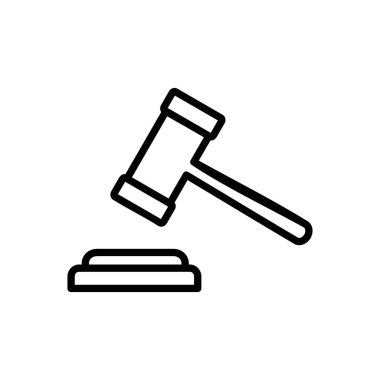 Gavel ikon vektörü. Yargıç Tokmak ikon vektörü. Kanun simgesi vektörü. Açık arttırma çekici