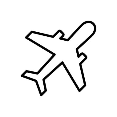 Düzlem simgesi vektörü. Uçak ikonu vektörü. Uçuş taşıma sembolü. Seyahat illüstrasyonu. Tatil sembolü