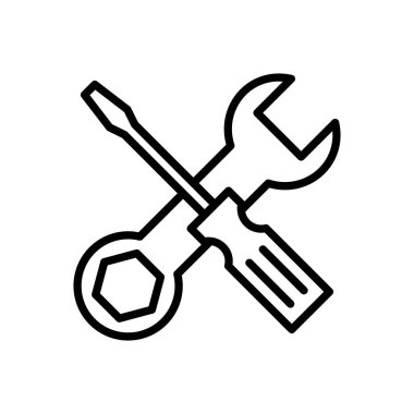 Alet ikon vektörünü onar. araç simgesi vektörü. Simge vektörü ayarlanıyor. İngiliz anahtarı ve tornavida. destek, Servis