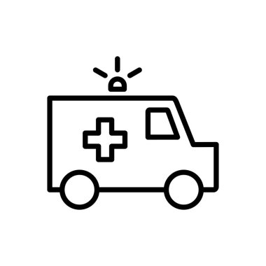 Ambulans simgesi vektörü. Ambulans kamyonu ikon vektörü. Ambulans arabası