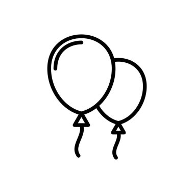 Balon ikon vektörü. Parti balonu süsleme doğum günü vektörü. Balon siyah siluet simgesi