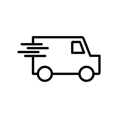 Hızlı nakliye kamyonu ikon vektörü. Teslimat kamyonu ikonu. hızlı dağıtım simgesi