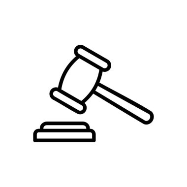 Gavel ikon vektörü. Yargıç Tokmak ikon vektörü. Kanun simgesi vektörü. Açık arttırma çekici