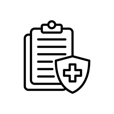 Tıbbi sigorta ikonu vektörü. sağlık sigortası simgesi