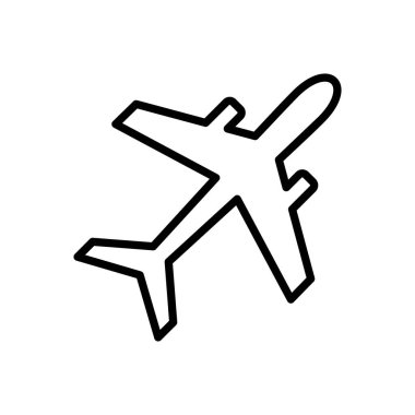 Düzlem simgesi vektörü. Uçak ikonu vektörü. Uçuş taşıma sembolü. Seyahat illüstrasyonu. Tatil sembolü