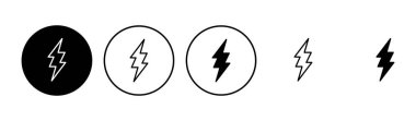 Şimşek simgesi ayarlandı. Elektrik ikon vektörü. Güç simgesi. enerji işareti