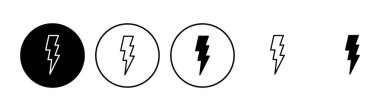 Şimşek simgesi ayarlandı. Elektrik ikon vektörü. Güç simgesi. enerji işareti